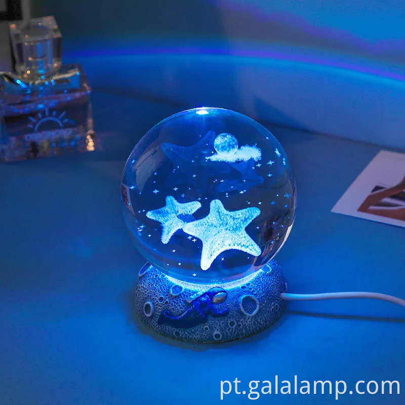 Luz noturna de bola de cristal cintilante para decoração de casa